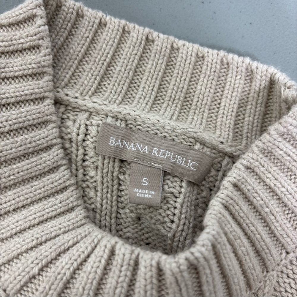 Banana Republic Women's Small Cable Knit Textured Sweater Side Zip Cotton - Picture 6 of 10